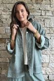 Hippie Shake Linen Blend Shirt Jacket Washed Khaki